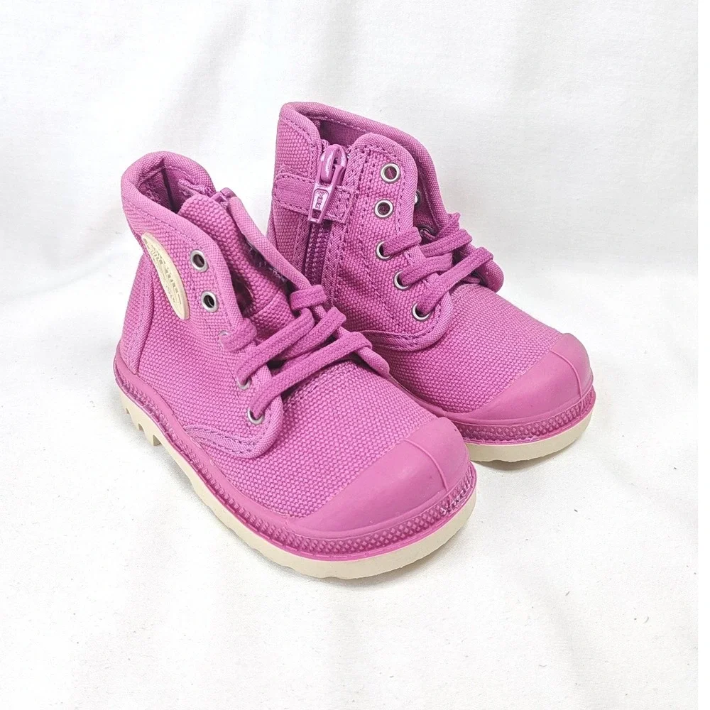 Palladium Pampa Hi Boots Shoes Ibis Rose Pink Canvas Infant Size 4 New in Box